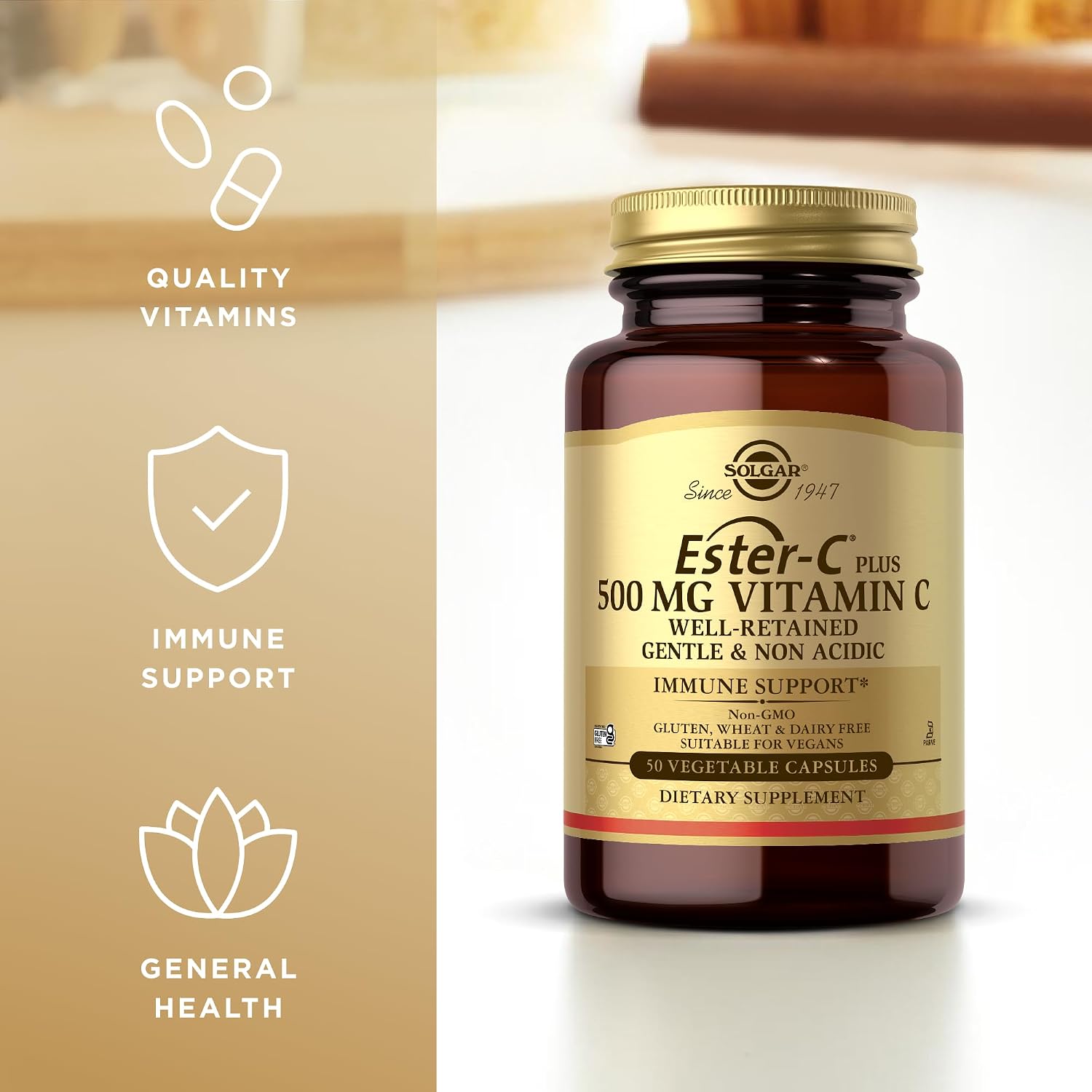 Solgar Ester-C Plus 500 mg Vitamin C - Gentle Non-Acidic - 50 Vegetable Capsules - görsel 4