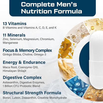 ThrivyThystle Multivitamin for Men Over 50 with Methylated B12 and Folate - 180 Capsules