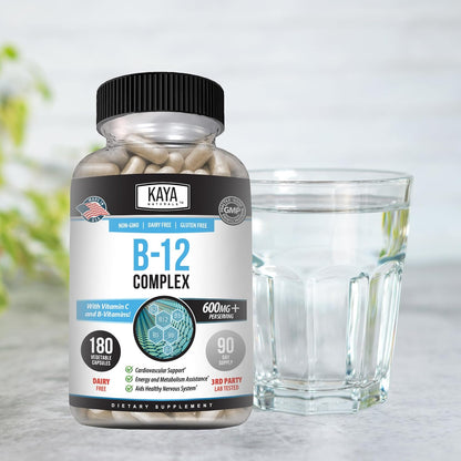 Kaya Naturals B-12 Complex – Multivitamin Food Supplement with Biotin, Choline, Inositol, Folate, and Vitamin C – 180 Tablets