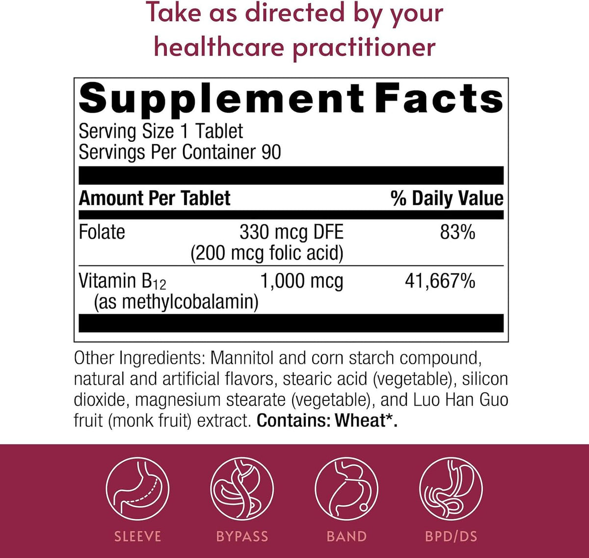 Bariatric Advantage SpeedyMelts B12 1000 mcg - Fast-Dissolving with 200 mcg Folic Acid - Peppermint Flavour - 90 Count - görsel 4