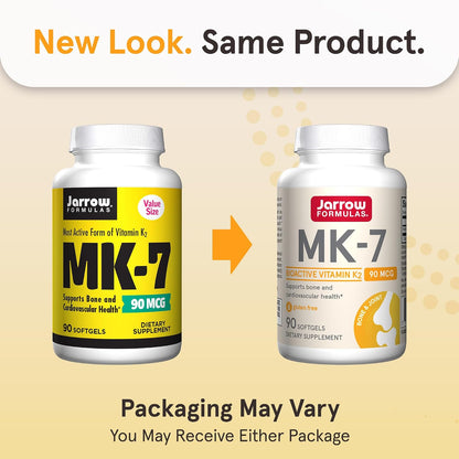 Jarrow Formulae MK-7 90 mcg – Vitamin K2 (MK-7) Food Supplement for Bone and Cardiovascular Health – 90 Softgels