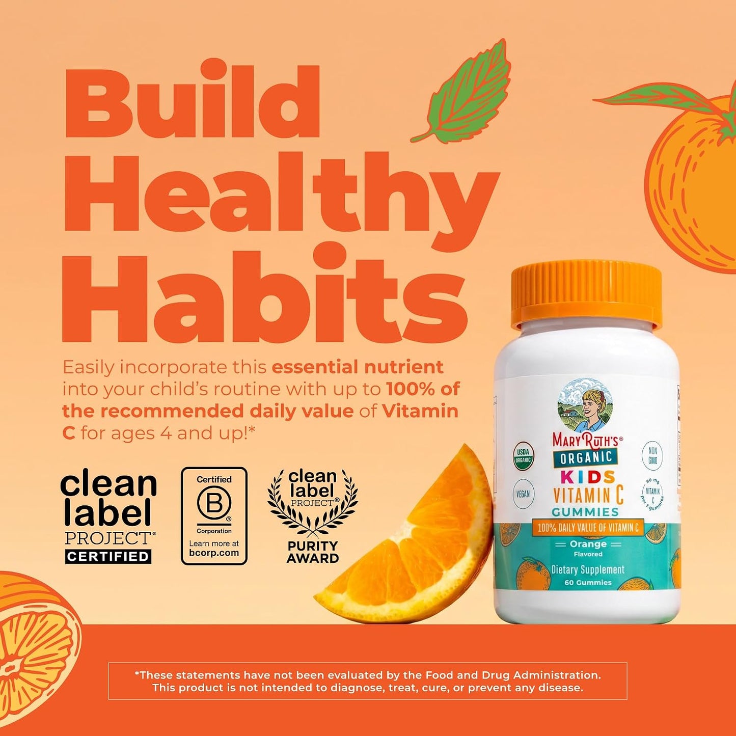 MaryRuth's Kids Vitamin C Gummies - Organic, Vegan, Immune Support - görsel 2