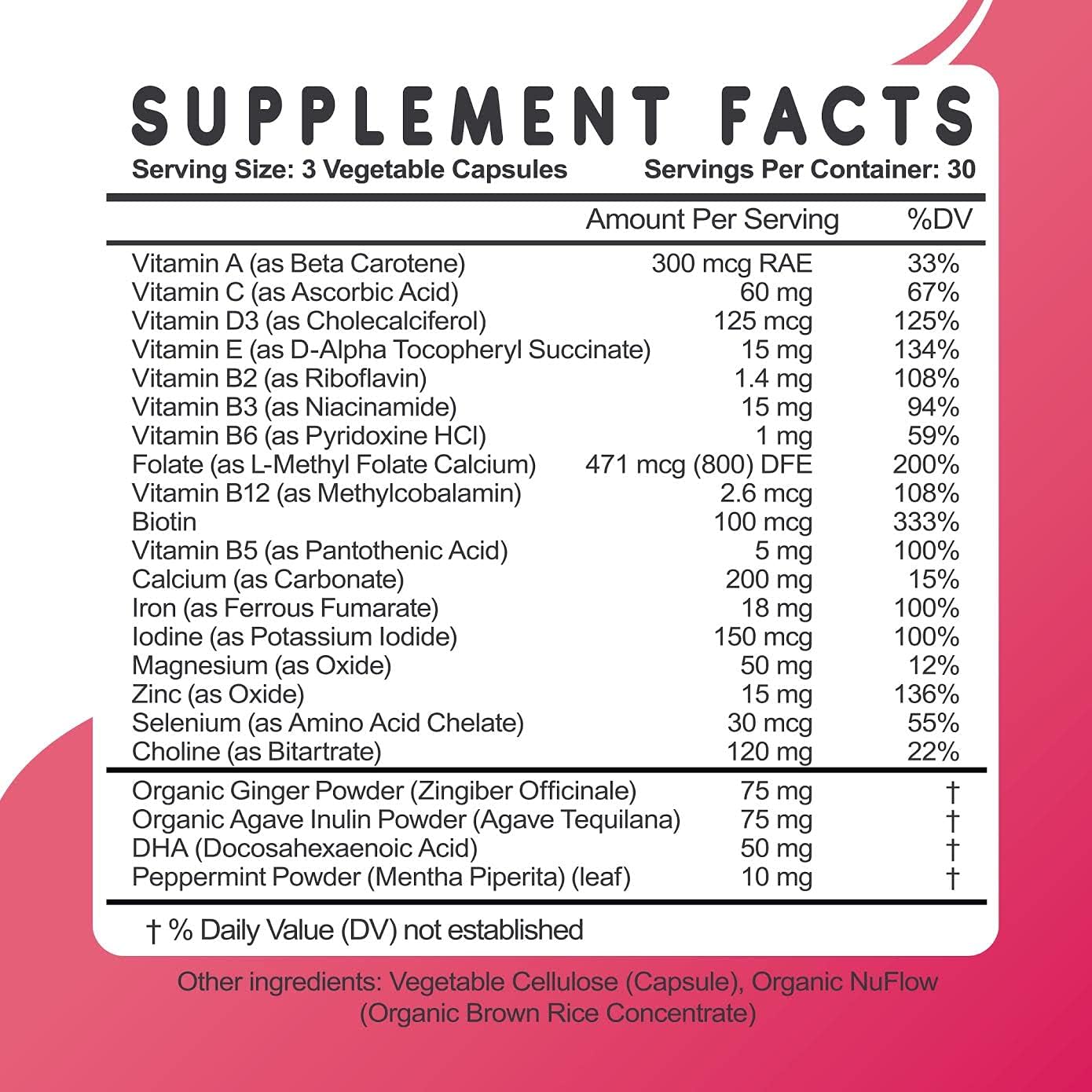 Feed Mom & Me Prenatal Vitamin + DHA - 22 Vitamins & Minerals for Baby’s Development & Mum's Nourishment, 30-Day Supply - görsel 4