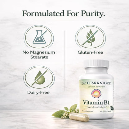 Dr. Clark Vitamin B1 (Thiamine) 400mg Supplement – 100 Capsules