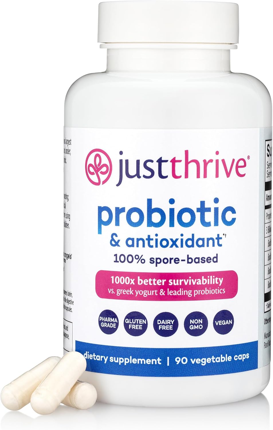 Just Thrive Probiotic & Antioxidant Supplement – 100% Spore-Based, 30 Capsules - görsel 7