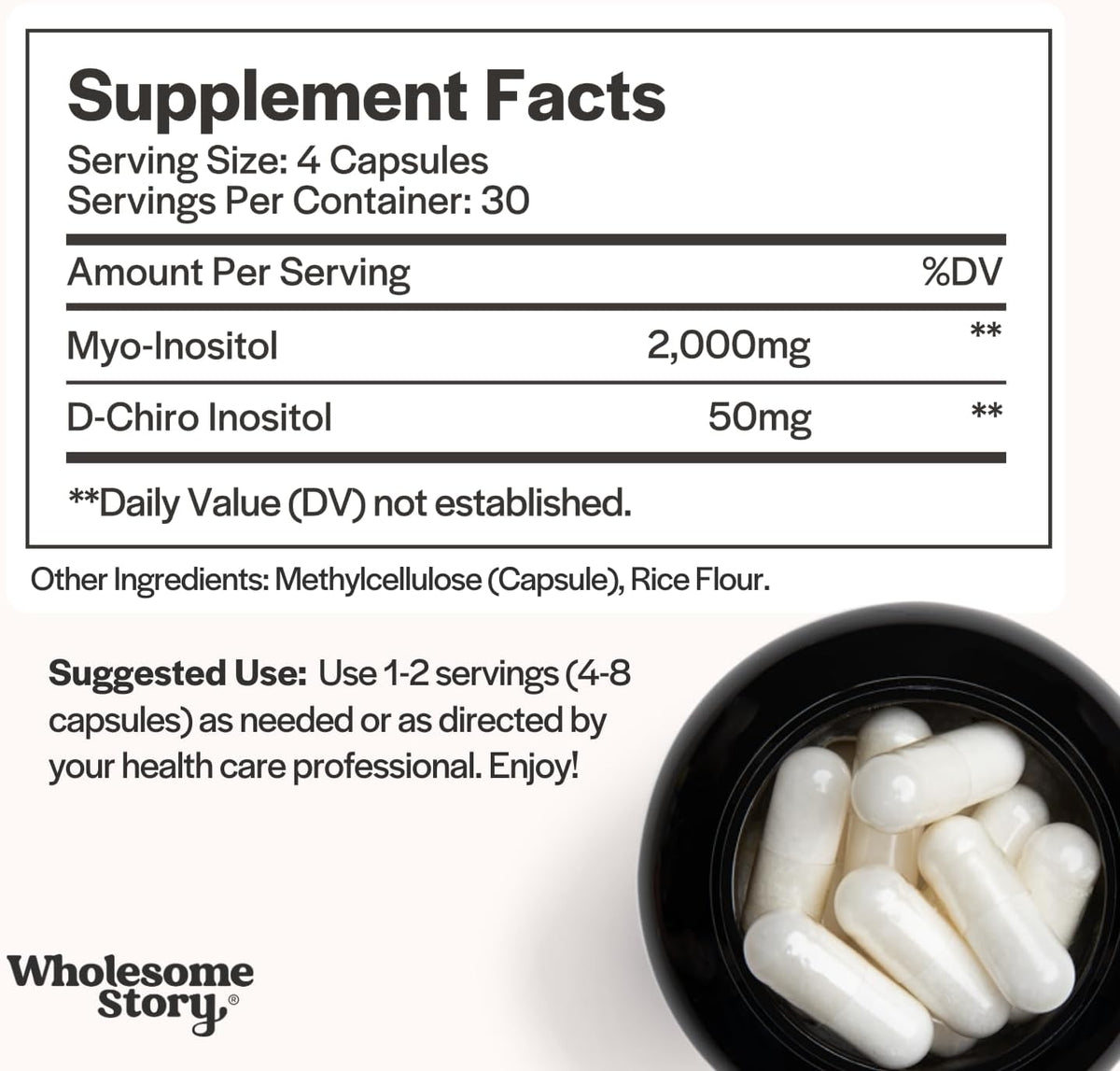 Wholesome Story Myo-Inositol & D-Chiro Inositol Supplement for Women – 40:1 Ratio, 30 Servings - görsel 3