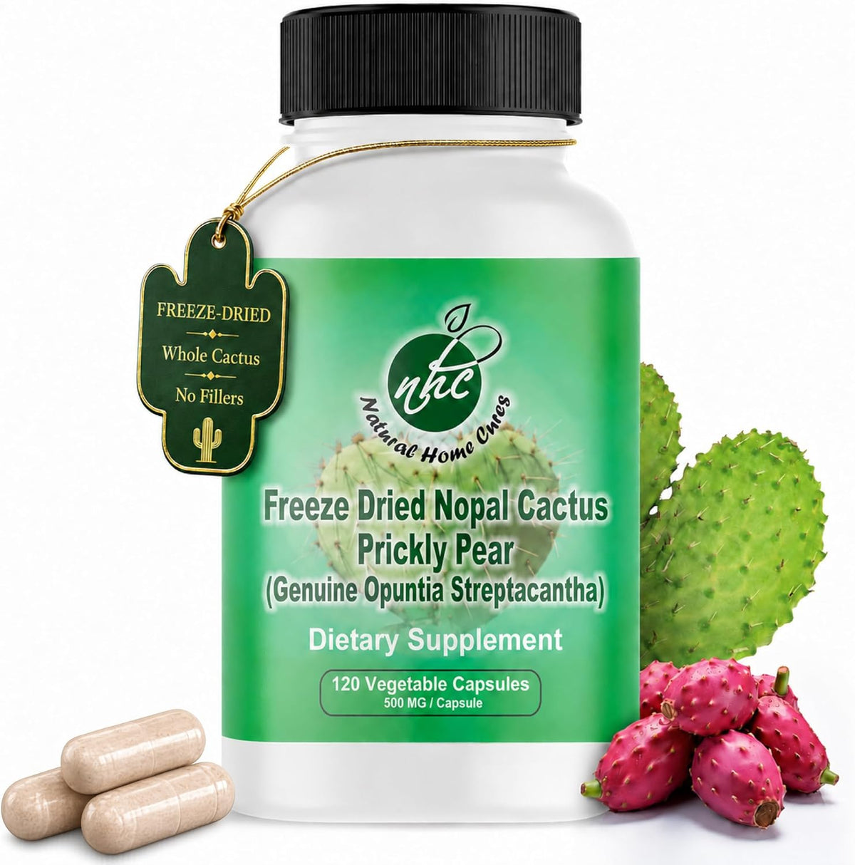 Premium Freeze-Dried Nopal Cactus Capsules – 500 mg, 120 Vegan Capsules - görsel 1
