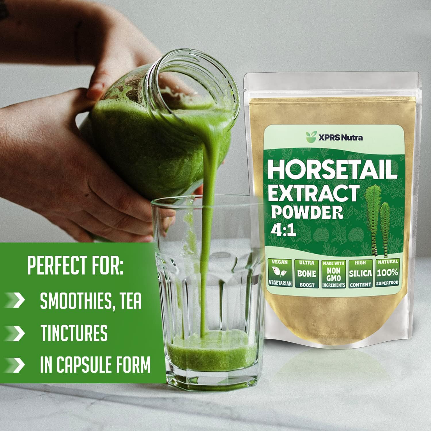 XPRS Nutra Horsetail Extract Powder for Hair, Nails and Bones – High Potency Horsetail Root Powder – 113 g - görsel 3