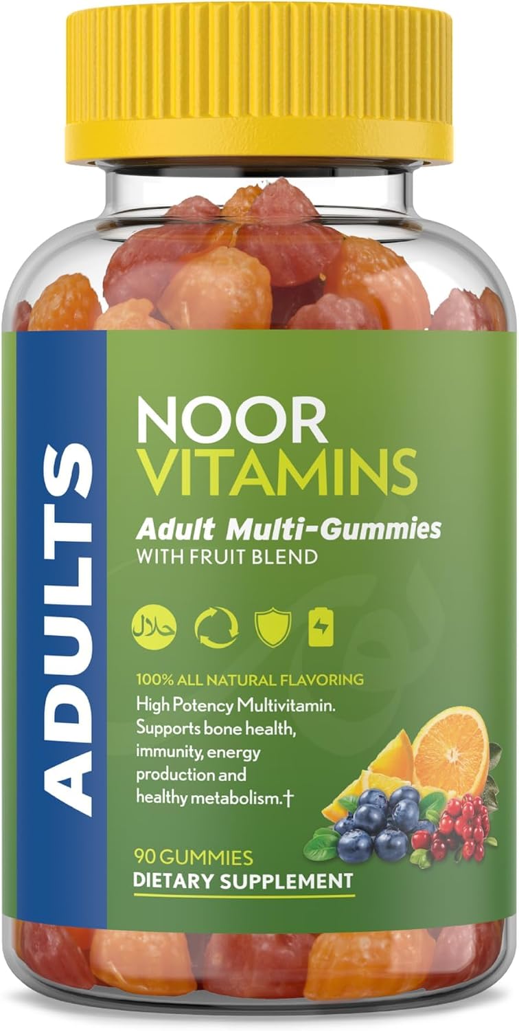 Noor Vitamins Halal Adult Multivitamin Gummy with Organic Fruit Blend – 90 Count - görsel 1