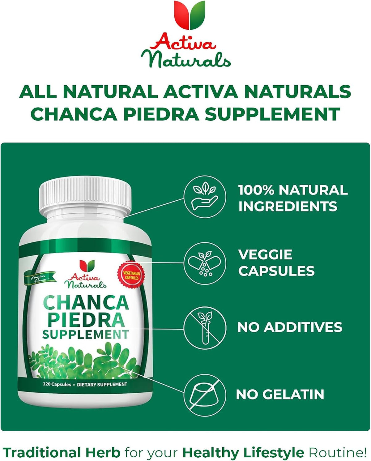Activa Naturals Chanca Piedra 500mg – 120 Plant-Based Capsules – Phyllanthus Niruri Herb Extract - görsel 5