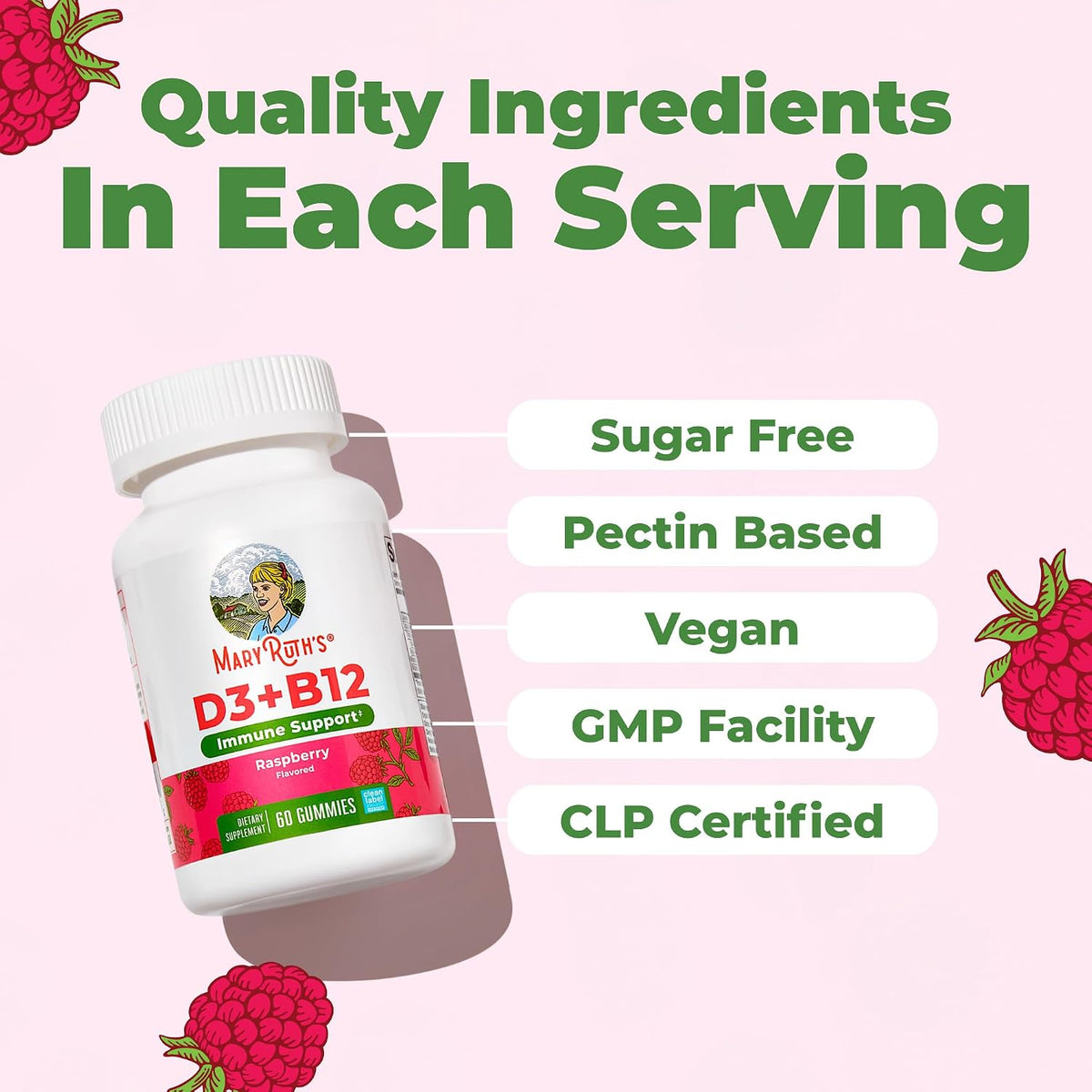 MaryRuth's Vitamin D3 + B12 Gummies - Sugar Free, Vegan, 60 Chewable Gummies - görsel 5