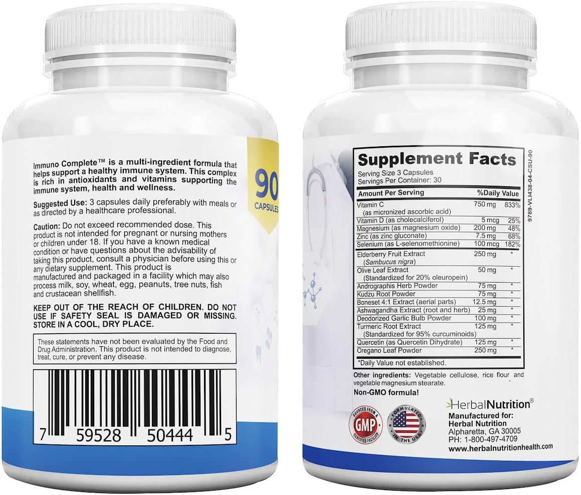 Immune Support Supplement with Vitamin C, D, Zinc and Elderberry - 270 Capsules - görsel 7