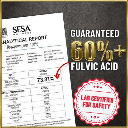 Sesa Himalayan Shilajit Resin – 100% Ayurvedic Fulvic Acid Trace Mineral Supplement
