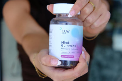 LUV health Mind Gummies – Food Supplement with Organic Mushrooms for Focus, Energy & Immune Support – 30 Gummies