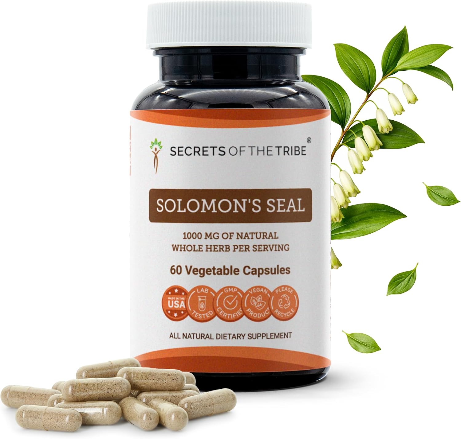 Secrets of the Tribe Solomon's Seal 60 Capsules, 1000 mg – Wildcrafted Dried Rhizome - görsel 1