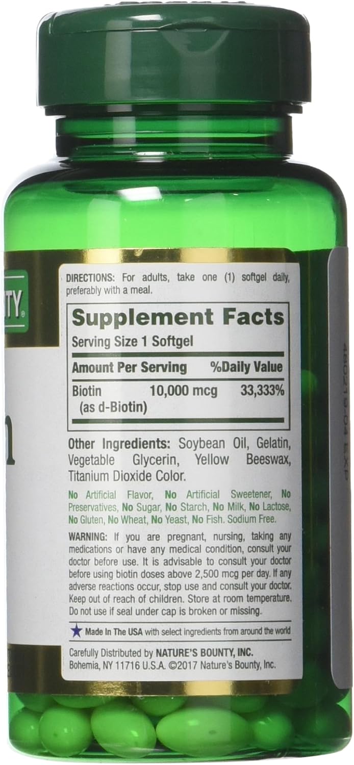 Nature's Bounty Biotin 10,000 mcg, Rapid Release Softgels, 120 Count (Pack of 3) - görsel 2