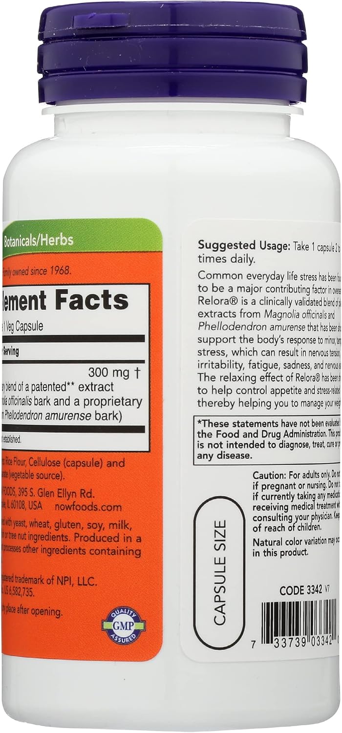 Now Foods Relora 300, 60 Vegetarian Capsules - görsel 2