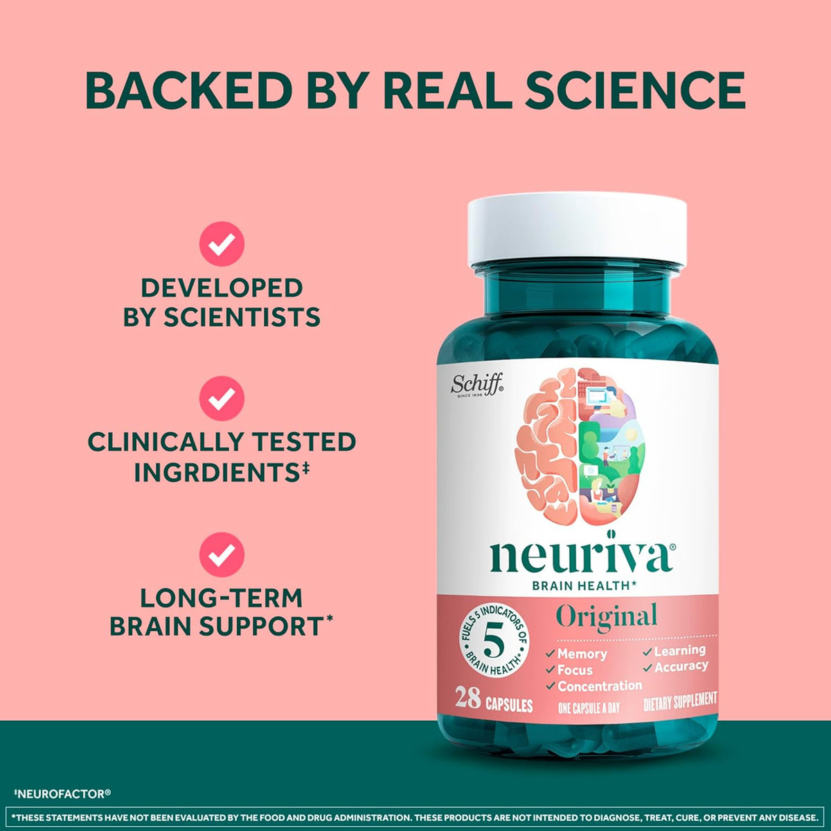 NEURIVA Original Brain Supplement for Memory and Focus - 28 Capsules - görsel 5
