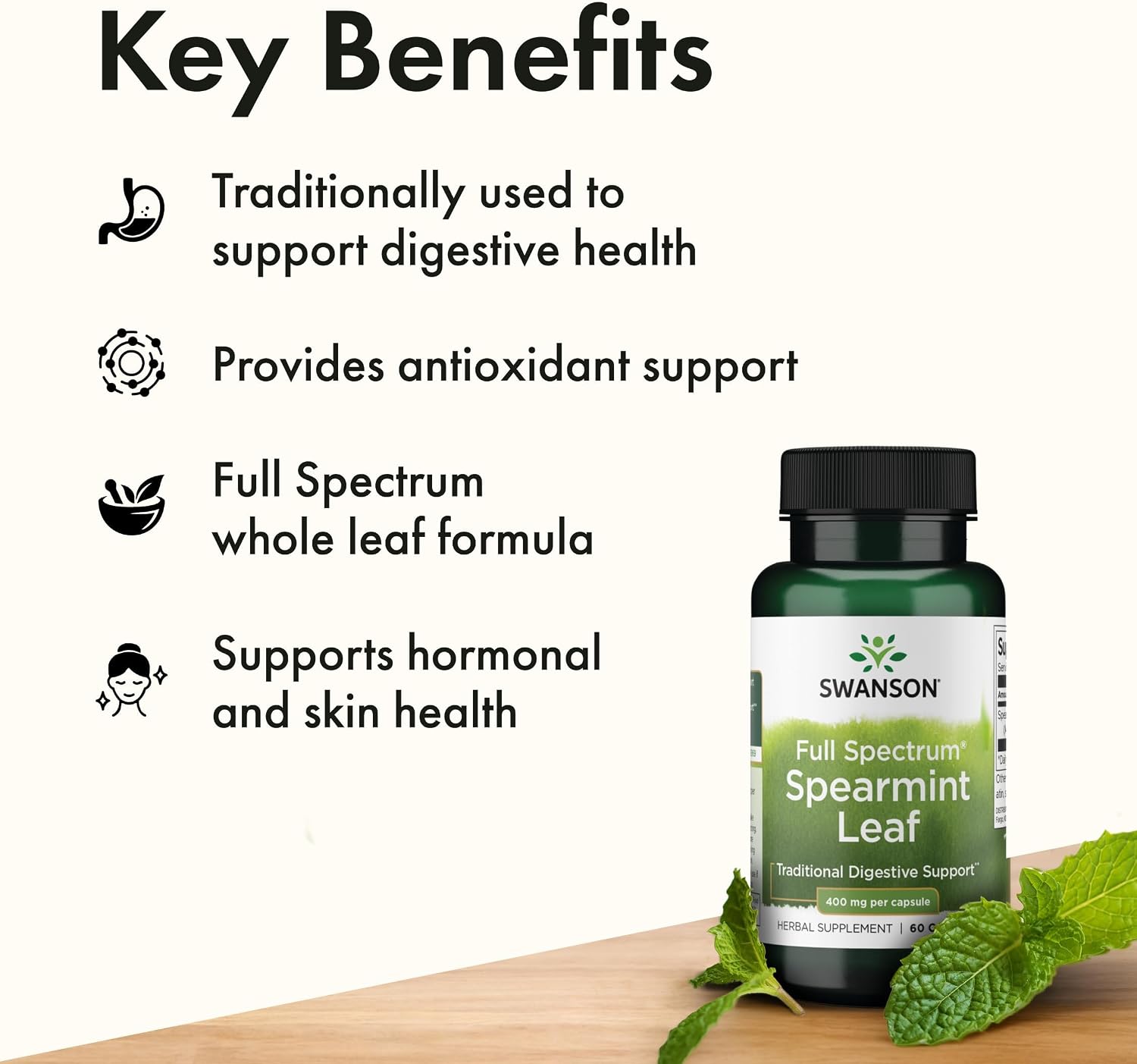 Swanson Spearmint Leaf Full Spectrum 400mg – 2 x 60 Capsules (120 Capsules Total) - görsel 8