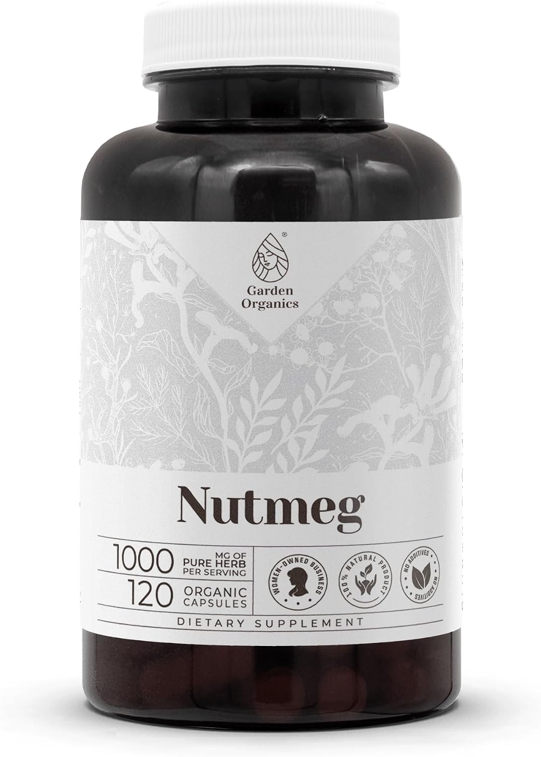 Garden Organics Nutmeg 120 Capsules | High Potency Herbal Food Supplement | Vegetable Capsules - görsel 1