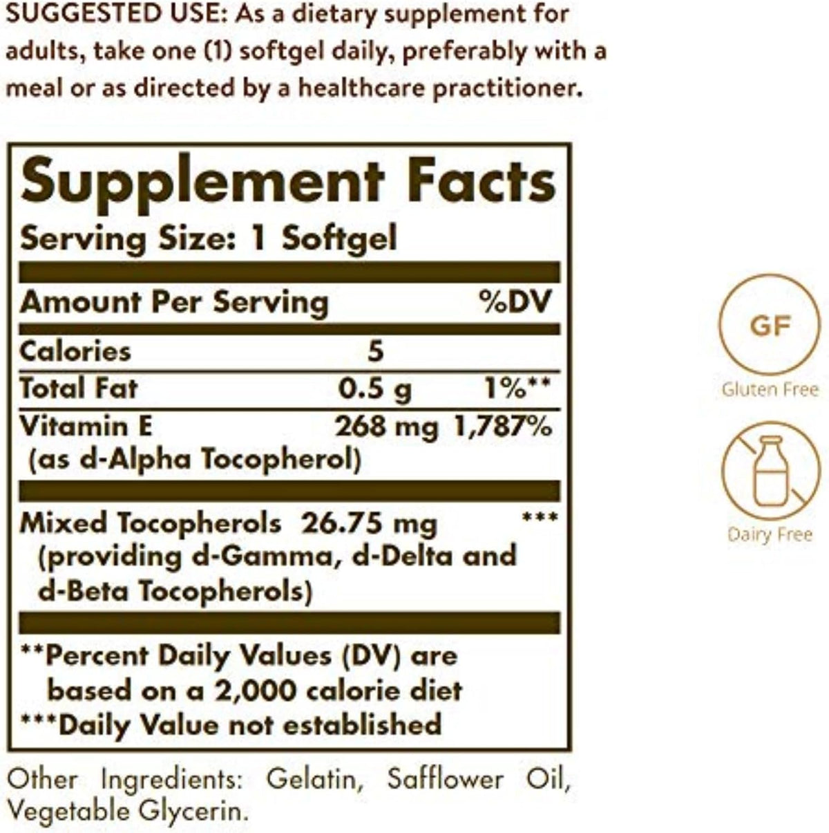 Solgar Vitamin E 268 mg (400 IU) with Mixed Tocopherols, 100 Softgels – Natural Antioxidant for Immune & Skin Support - görsel 2