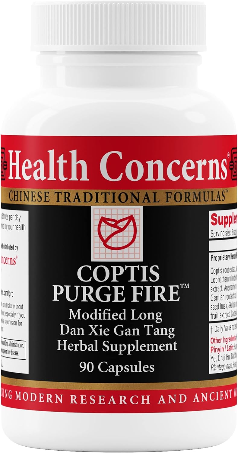 Health Concerns Coptis Purge Fire Formula – Traditional Chinese Herbal Supplement for Skin, Throat & Sinus Comfort – 90 Capsules - görsel 1