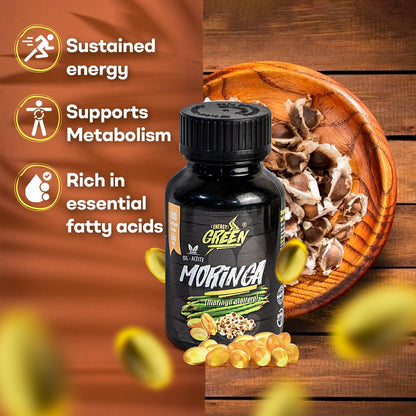 Moringa Seed Oil Soft gel capsules, 100% Pure, Cold-Pressed from Moringa Oleifera Seeds, Vegan, Non-GM, Natural Antioxidant Superfood, 1000mg per Serving – 100 Capsules