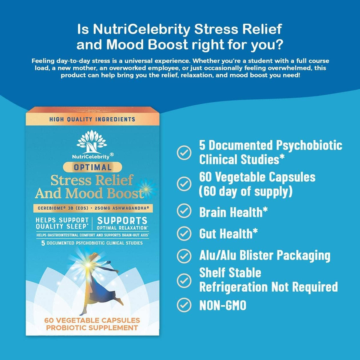 Optimal Stress Relief Supplement – Mood Support, Sleep Aid, Ashwagandha KSM-66, Probiotics for Gut Health – 60-Day Supply (2 Pack) - görsel 7