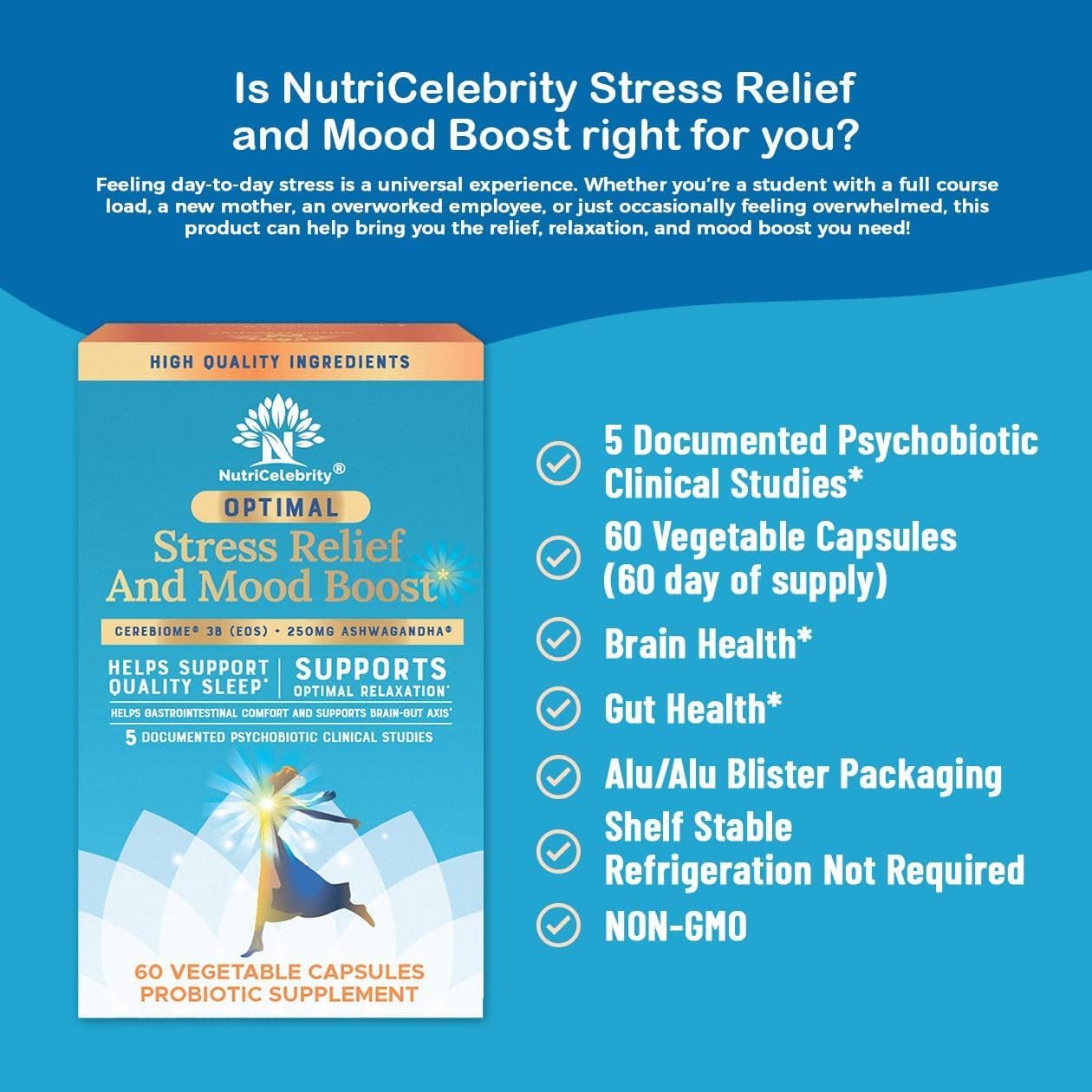 Optimal Stress Relief Supplement – Mood Support, Sleep Aid, Ashwagandha KSM-66, Probiotics for Gut Health – 60-Day Supply (2 Pack) - görsel 7