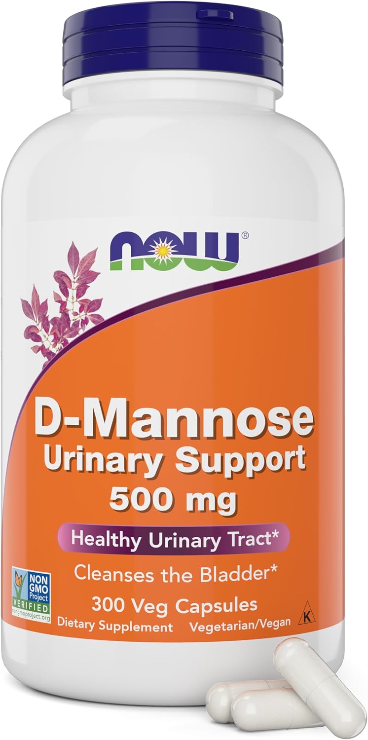 Now D-Mannose 500 mg, 300 Capsules - Vegan, Non-GMO Food Supplement for Men and Women - Supports a Healthy Urinary Tract, Promotes Bladder Comfort - görsel 1