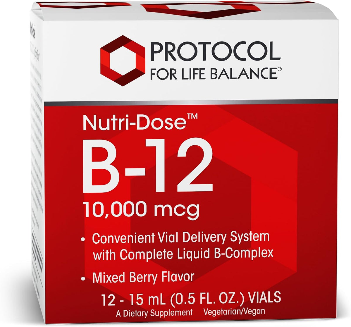 PROTOCOL FOR LIFE BALANCE Nutri-Dose B-12 10,000mcg Liquid Vitamin B12 - with Folate & Biotin, 12 Vials - görsel 1