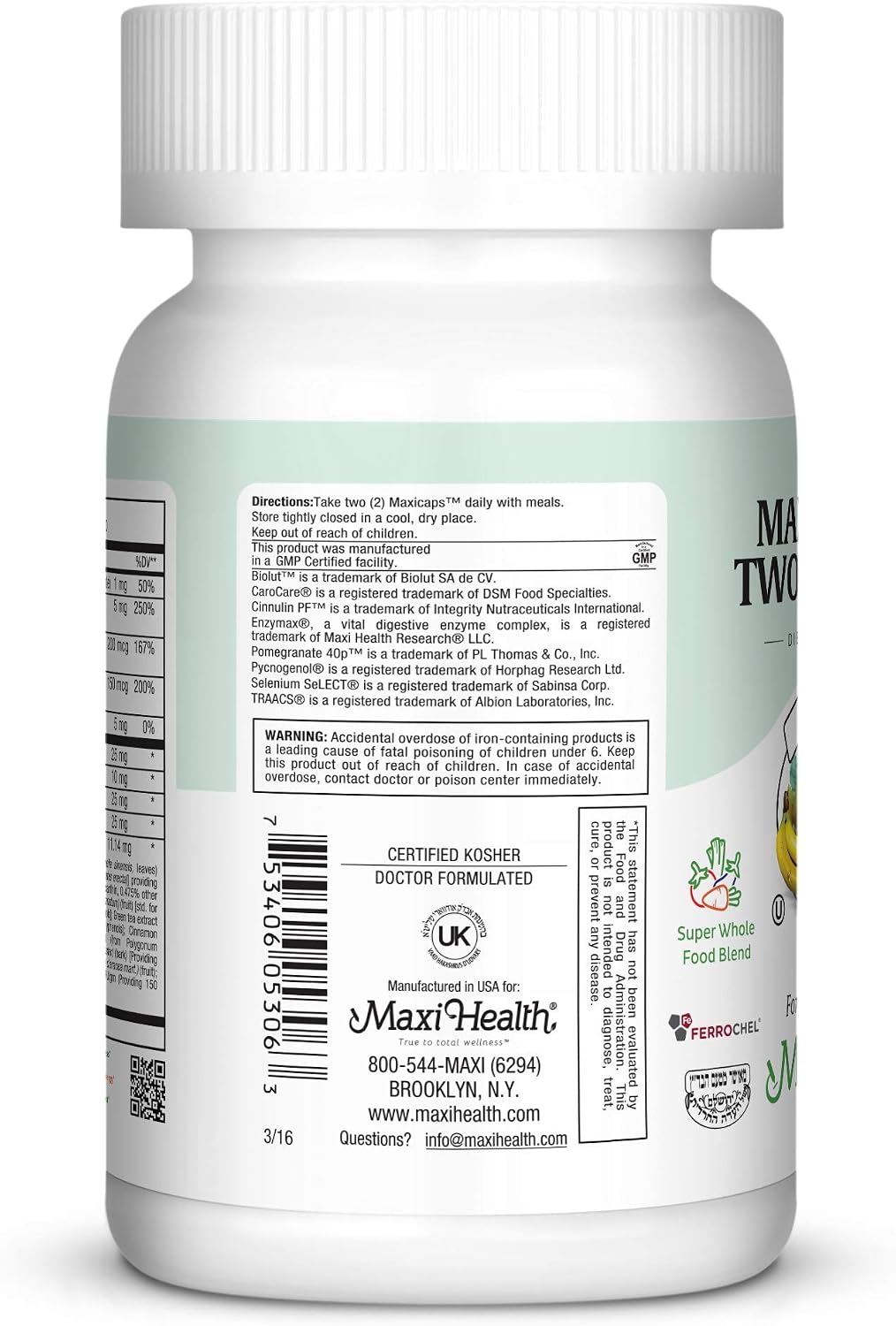 Maxi Health Multivitamins for Men and Women – Complete Daily Vitamins for Energy, Immune Function and Wellness Support – Kosher & Vegan Multivitamin – 60 Capsules - görsel 4