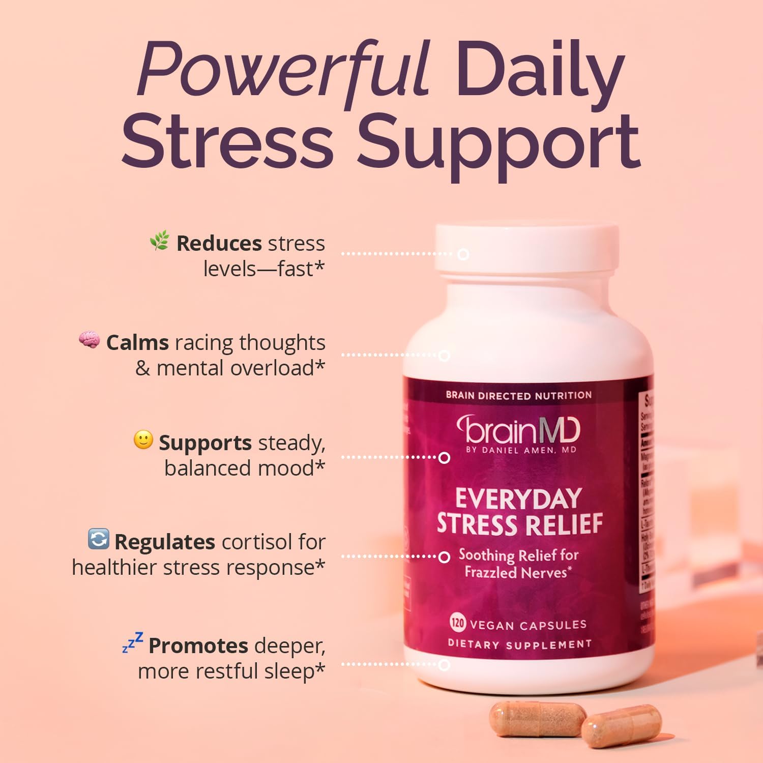 BRAINMD Dr Amen Everyday Stress Relief - 120 Capsules - görsel 2