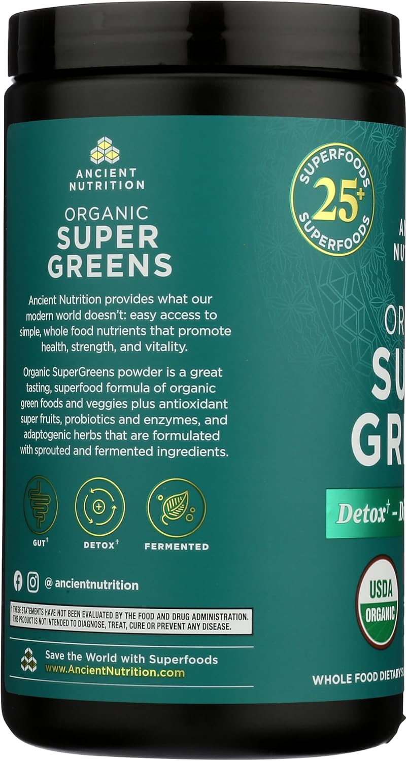 Ancient Nutrition SuperGreens Powder with Probiotics, Organic Watermelon Flavour – 25 Servings - görsel 4