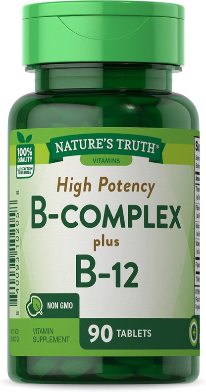 Nature's Truth High Potency B-Complex Plus B-12 90, 90 Count (Pack of 3)