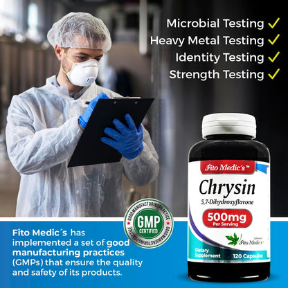 FITO MEDIC'S Lab Chrysin with Passion Flower Supplement, 120 Capsules