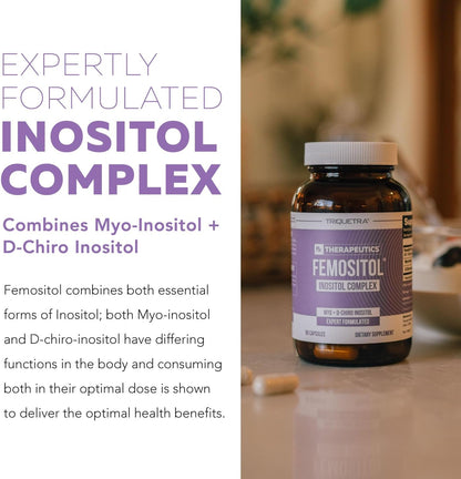 Femositol® Myo-Inositol & D-Chiro Inositol Complex Food Supplement – Clinically Validated 40:1 Ratio (Vitamin B8) | Contributes to Normal Fertility and Hormonal Balance (90 Capsules – 30 Servings)