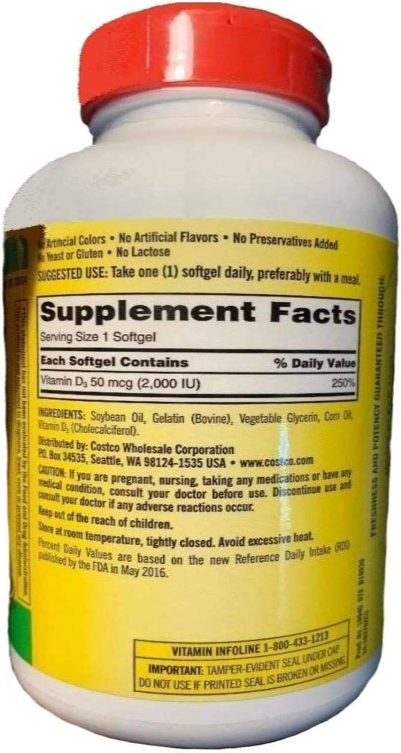 Kirkland Signature Extra Strength D3 50 mcg, 600 Softgels - görsel 5