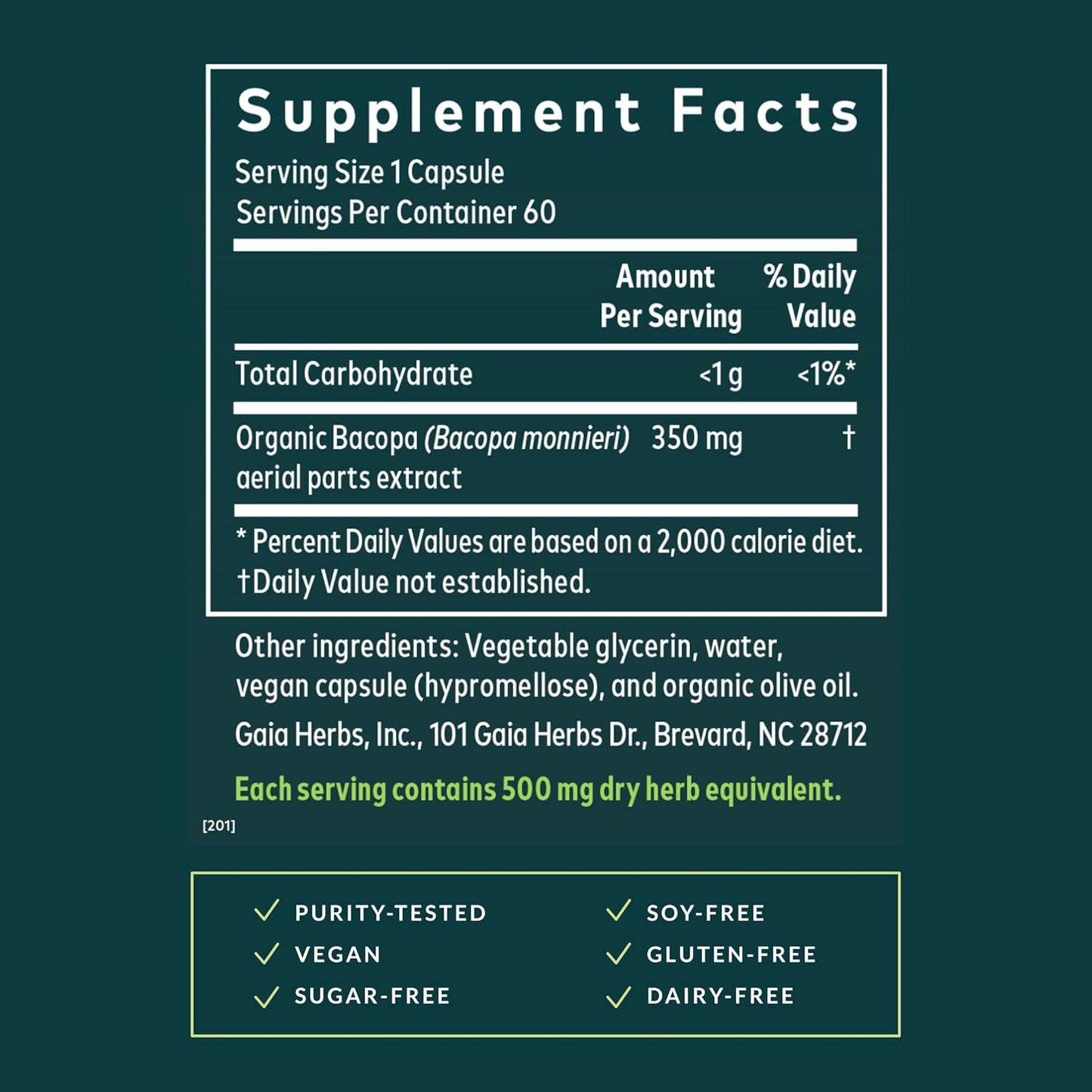Gaia Herbs Bacopa – Brain & Cognitive Support Herbal Supplement - görsel 3