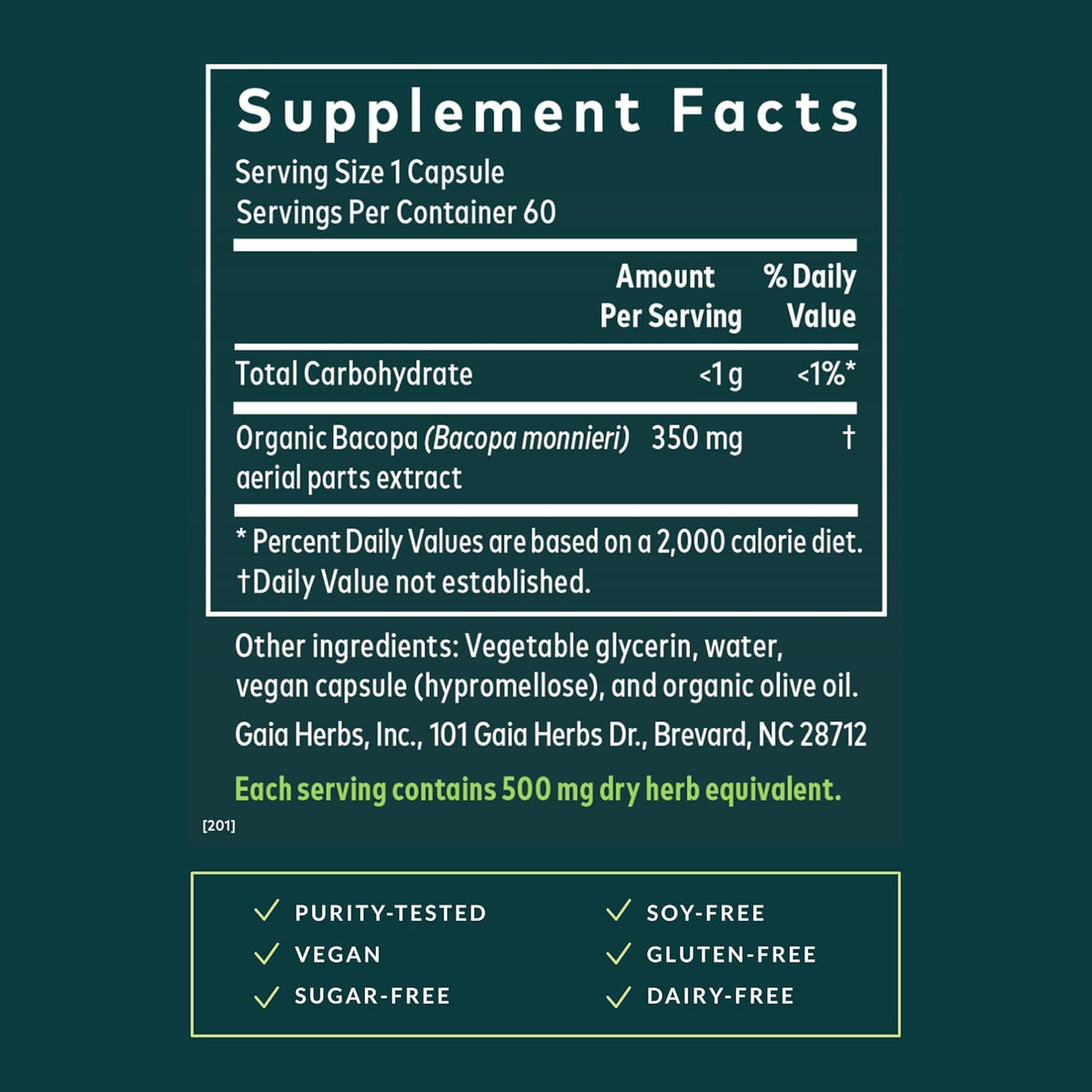 Gaia Herbs Bacopa – Brain & Cognitive Support Herbal Supplement - görsel 3