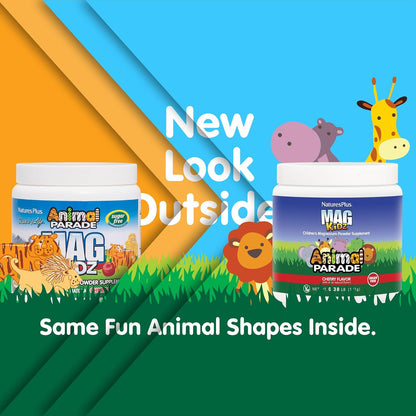 NaturesPlus Animal Parade MagKidz Cherry - Children's Magnesium Powder - 45 Servings