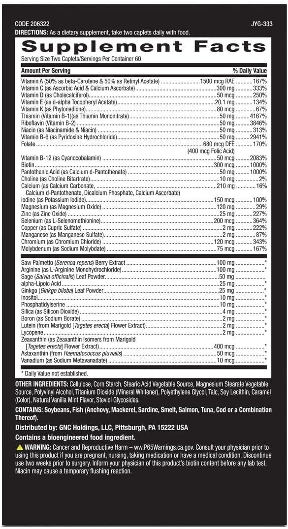 GNC Mega Men 50 Plus Multivitamin for Men Over 50 - Antioxidants, Heart Health, Prostate and Circulatory Support, 120 Caplets - görsel 2
