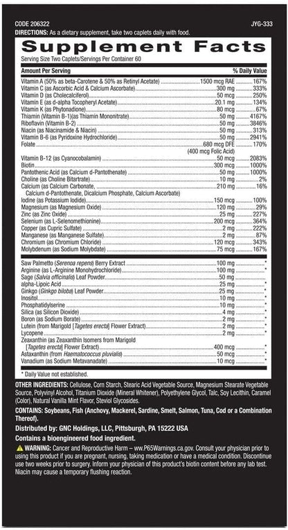 GNC Mega Men 50 Plus Multivitamin for Men Over 50 - Antioxidants, Heart Health, Prostate and Circulatory Support, 120 Caplets