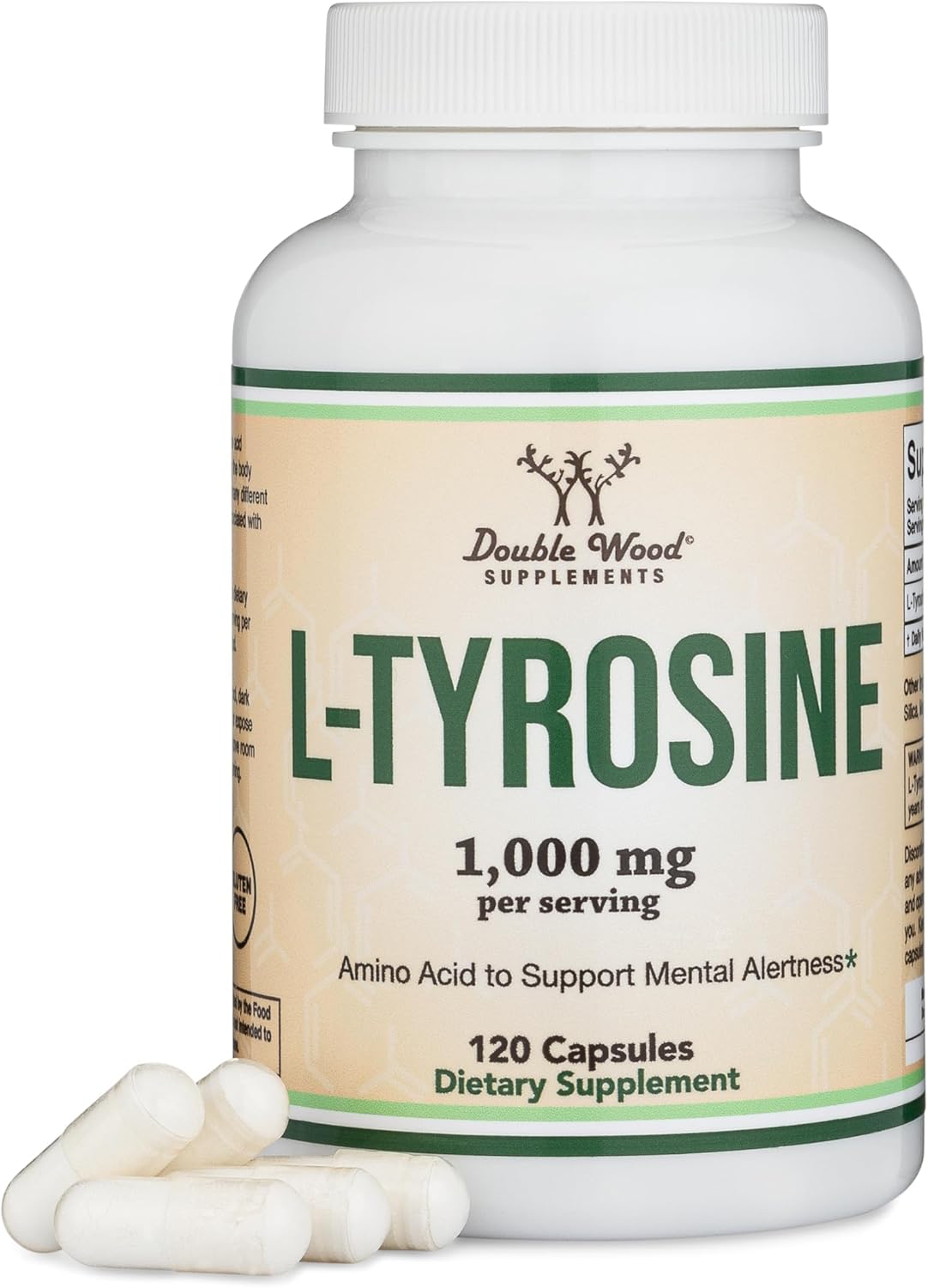 L-Tyrosine 1,000mg per Serving, 120 Veggie Capsules – Memory, Attention & Focus Support - görsel 1