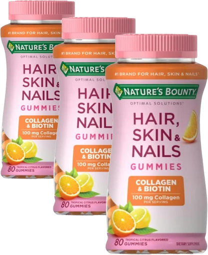 Nature's Bounty Biotin and Collagen Gummies, Tropical Citrus, 140 Count