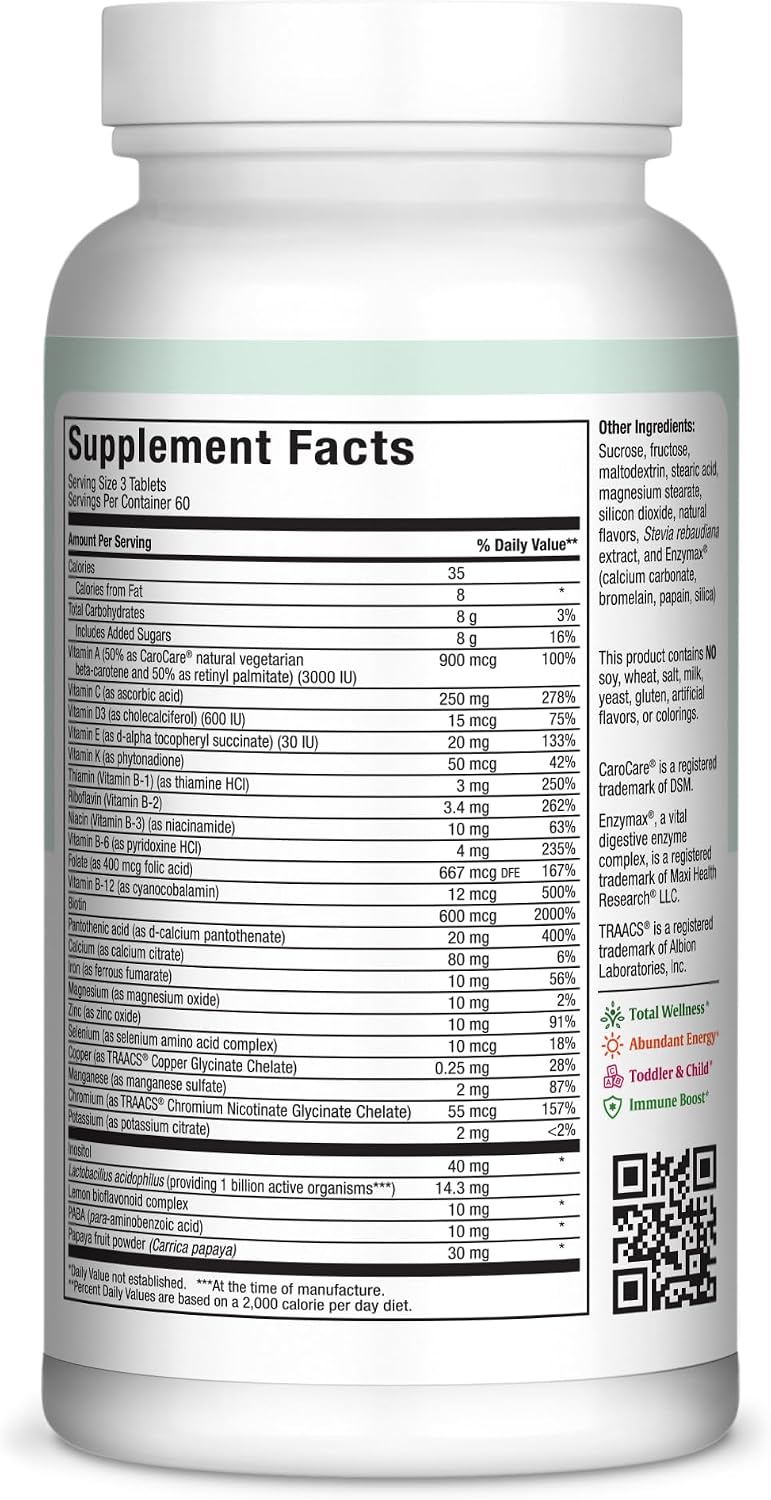 Maxi Health Chewable Multivitamin with Iron – Cherry Flavoured, 180 Tablets - görsel 2