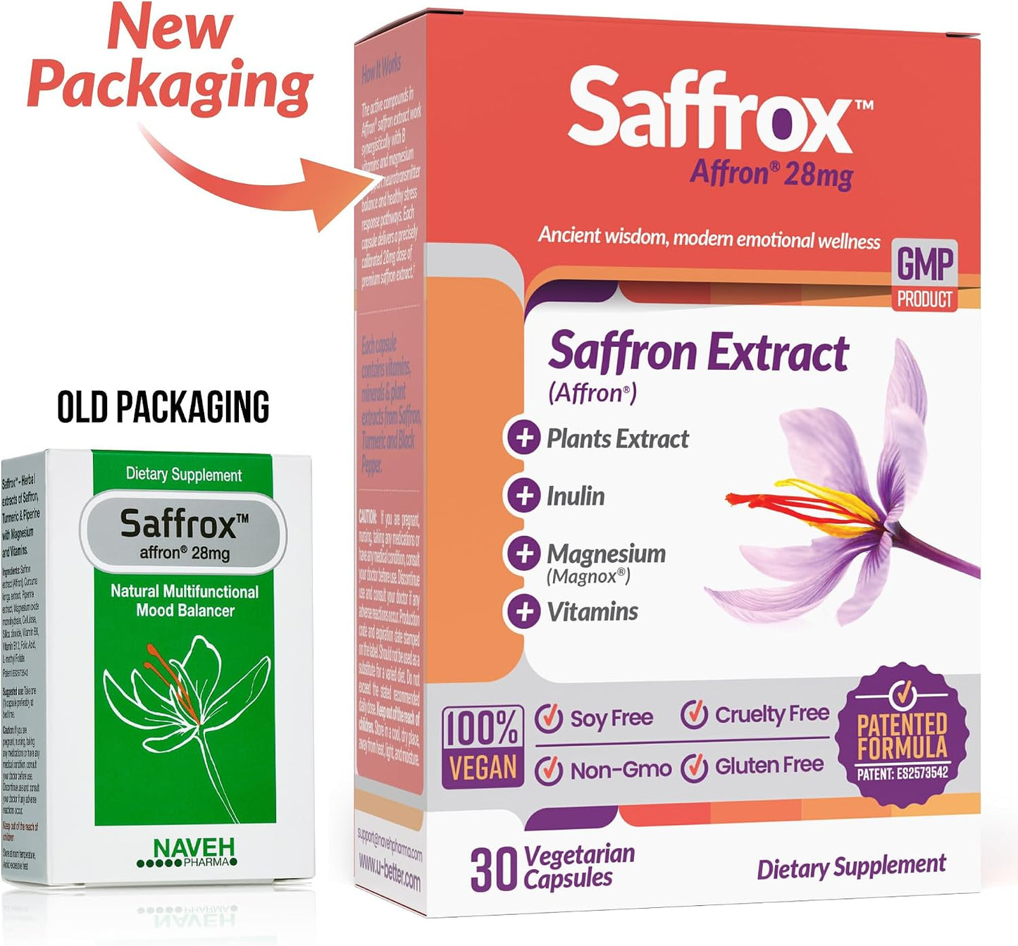 NAVEH PHARMA Saffrox Saffron Supplement – 30 High Strength Affron Extract Capsules (28mg) – Natural Mood Booster, Focus & Brain Support - görsel 3