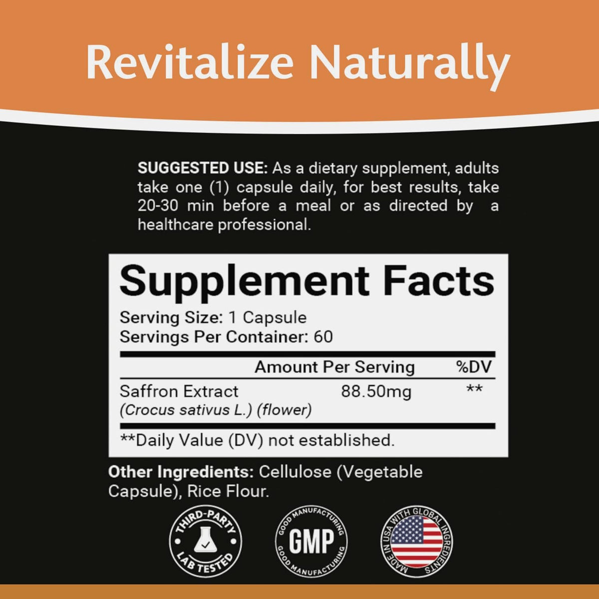 Premium Saffron Extract Capsules - 88.50mg - Focus, Mood & Vision Support - görsel 2