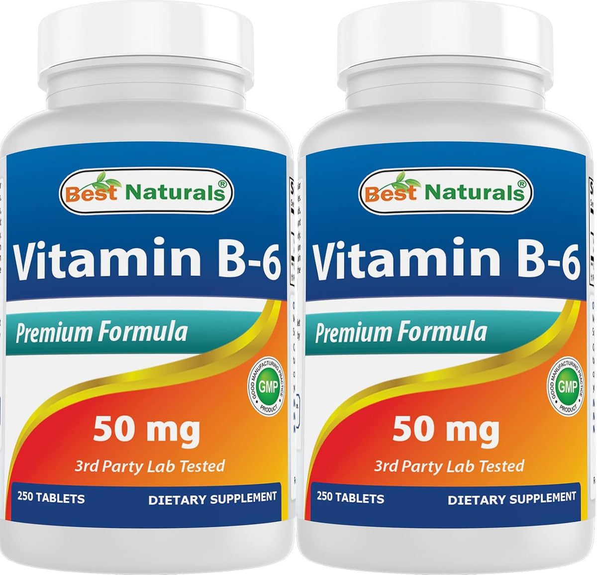 Best Naturals Vitamin B6 50 mg 250 Tablets (Pack of 2) - görsel 1