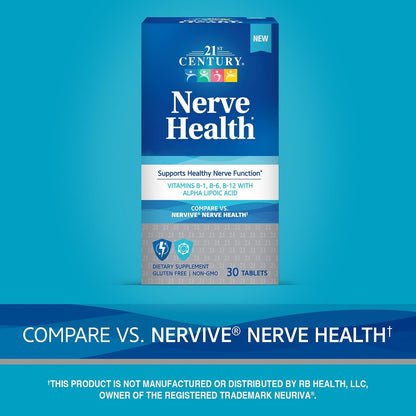 21st Century Nerve Health Tablets - Alpha Lipoic Acid 300mg with B Vitamins - 30 Tablets